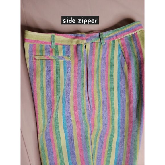 Retro Striped Capri Cropped Ankle Pants Size 10 by Sigred Olsen Sport Summer - Picture 4 of 5